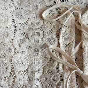 Crochet Tie Cream Top